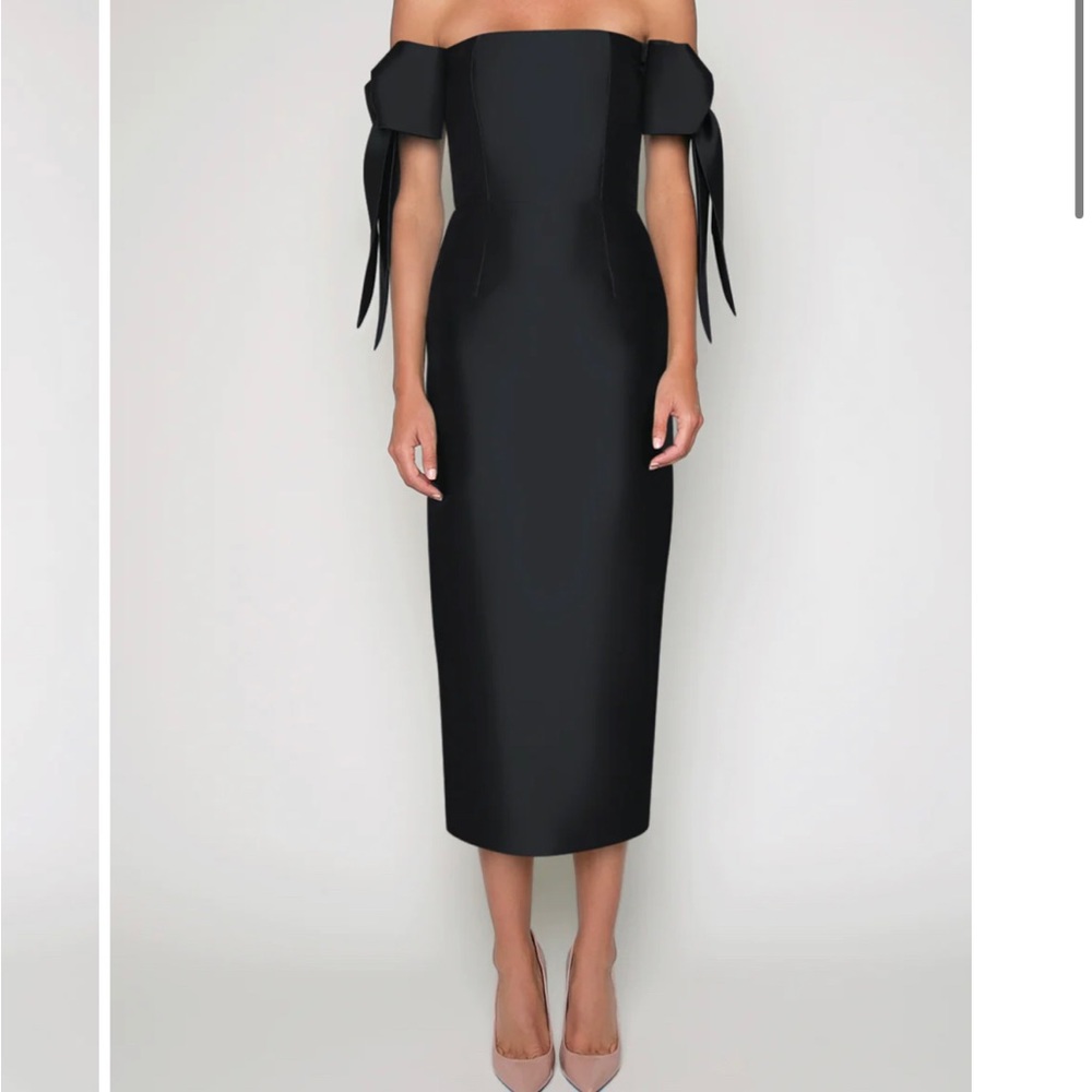 Alexia Maria Isabella Silk and Wool Midi Dress Black. Never worn, new with tags